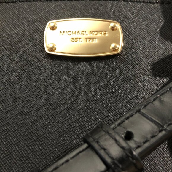 Michael Kors Kellen Black Embossed Leather Medium Satchel Luggage Handbag - Picture 9 of 16